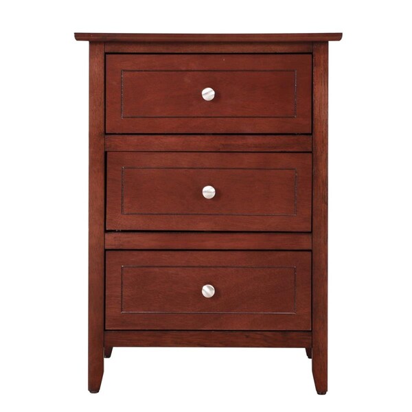 Passion Furniture 25 x 15 x 19 in. Daniel 3 Drawer Cherry Nightstand PF-G1310-N-00 - main